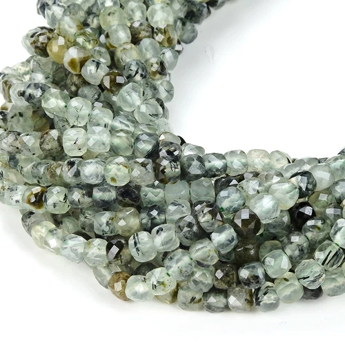 Cubo cuadrado micro facetado de 4 mm de piedras preciosas de frenita grado A cuentas sueltas (P22) - Imagen 3 de 3