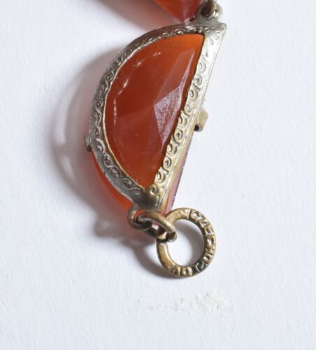 Vintage Czech Molded Glass Necklace Art Deco Bohemian. Signed CZECHOSLOVAKIA. - Picture 4 of 12