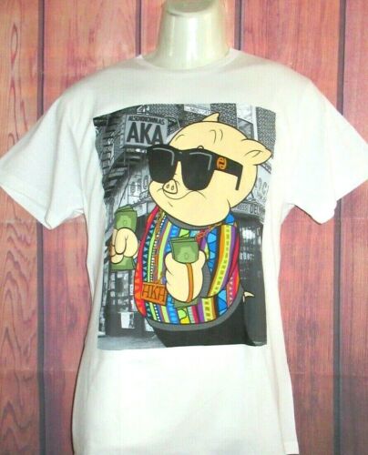 HERREN AKA X LOONEY TUNES PORKY PIG WEISS T-SHIRT GRÖSSE M