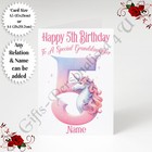 A5 or A4 Personalised 5th Birthday Card - Unicorn - Daughter Granddaughter D.3