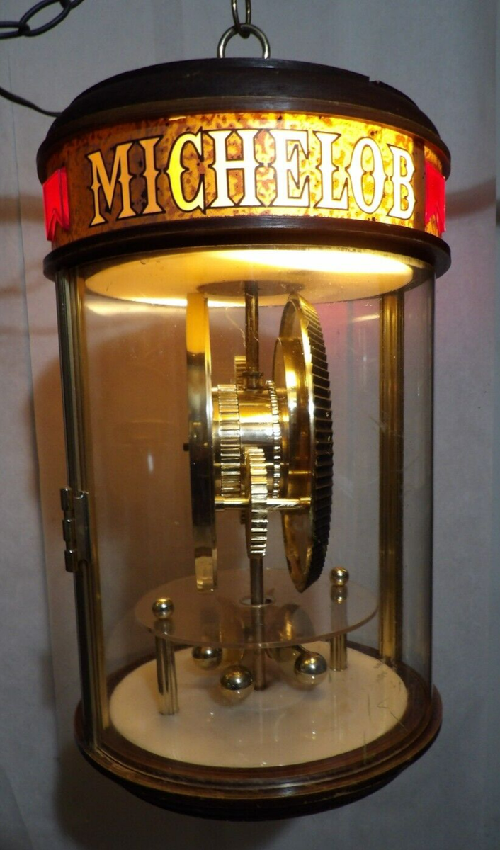 Vintage 1970s Michelob Beer Revolving Motion Lighted Clock Sign