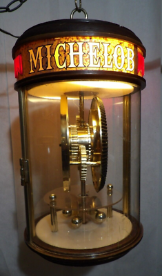 Vintage 1970s Michelob Beer Revolving Motion Lighted Clock Sign