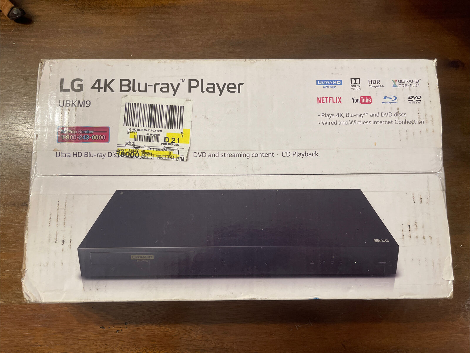 New LG UBKM9 4k Streaming Ultra-HD Blu-Ray Player Streaming Wi-FI  719192629004