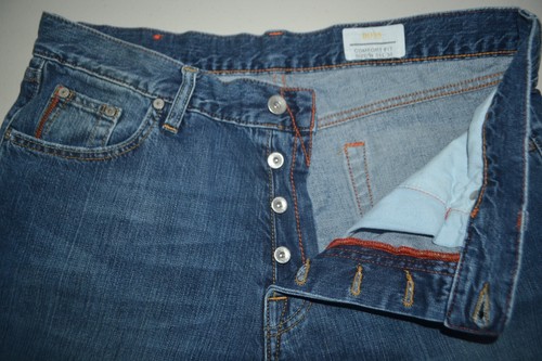 Hugo Boss Men Comfort Fit Fly Button Straight Blue Denim Jeans Sz 34x34 - Picture 3 of 10