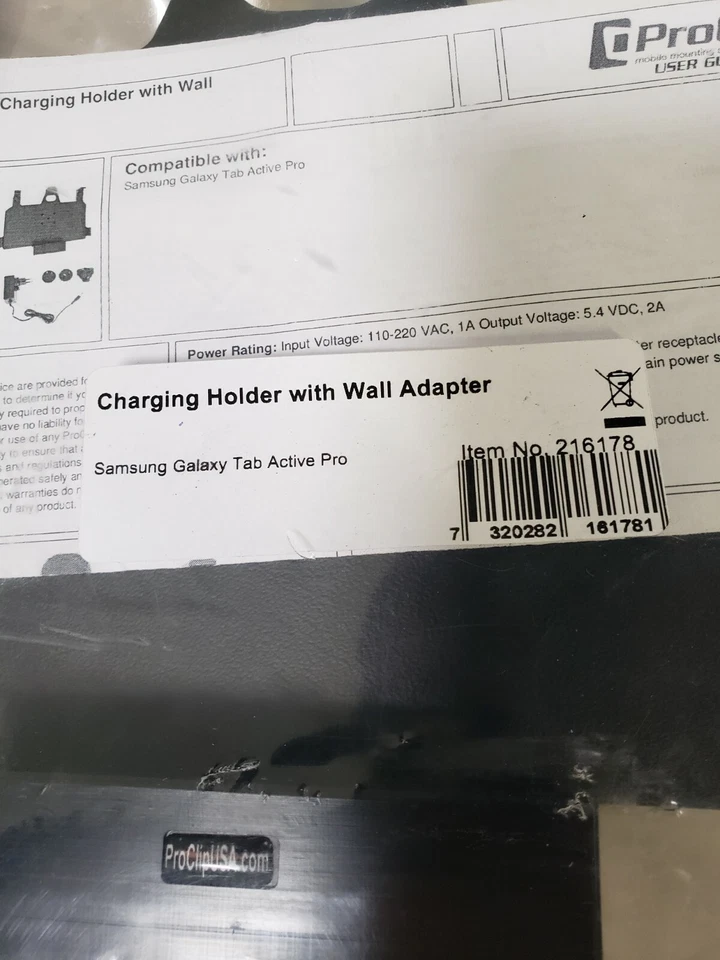 ProClip Charging Holder w/Wall Adapter 216178 for Samsung Galaxy Tab Active Pro - Image 2 of 4