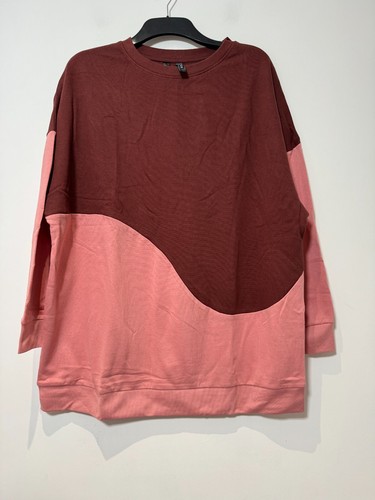 Bonprix Rainbow Sweater Jumper Cotton Long Sleeve Top Size L 16-18 Brown Pink