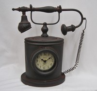 Antiqued Black Vintage Style Metal Large Telephone Clock Bronze Brown Effect Antiqued Black Vintage Style Metal Large Telephone Clock Bronze Brown Effect