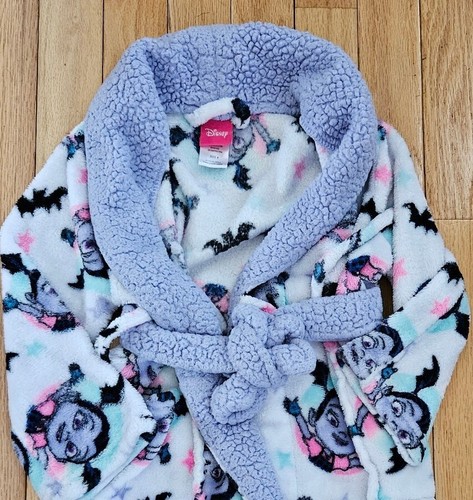 Disney Vampirina Girls Size 4 Plush Knee Length Robe Soft Cozy White Purple Tie - Picture 2 of 7