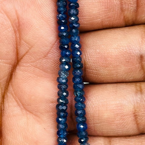 Natürlicher Ceylon blauer Saphir Halskette 2,4-2,5 mm facettierte Perlen 925 Verschluss 18 Zoll - Bild 9 von 10