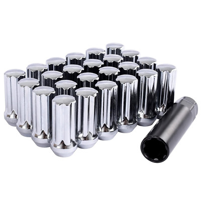 24 PC 14X1.5 Lug Nuts Chrome 7-Spline Compatible with Chevy GMC Aftermarket Whee