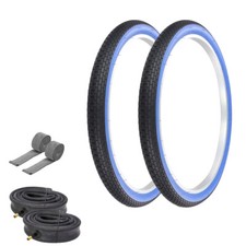 PRO TIRES 26 x 2.125 Black/Blue G-5009 W/ HEAVYDUTY TUBES  RIM STRIPS