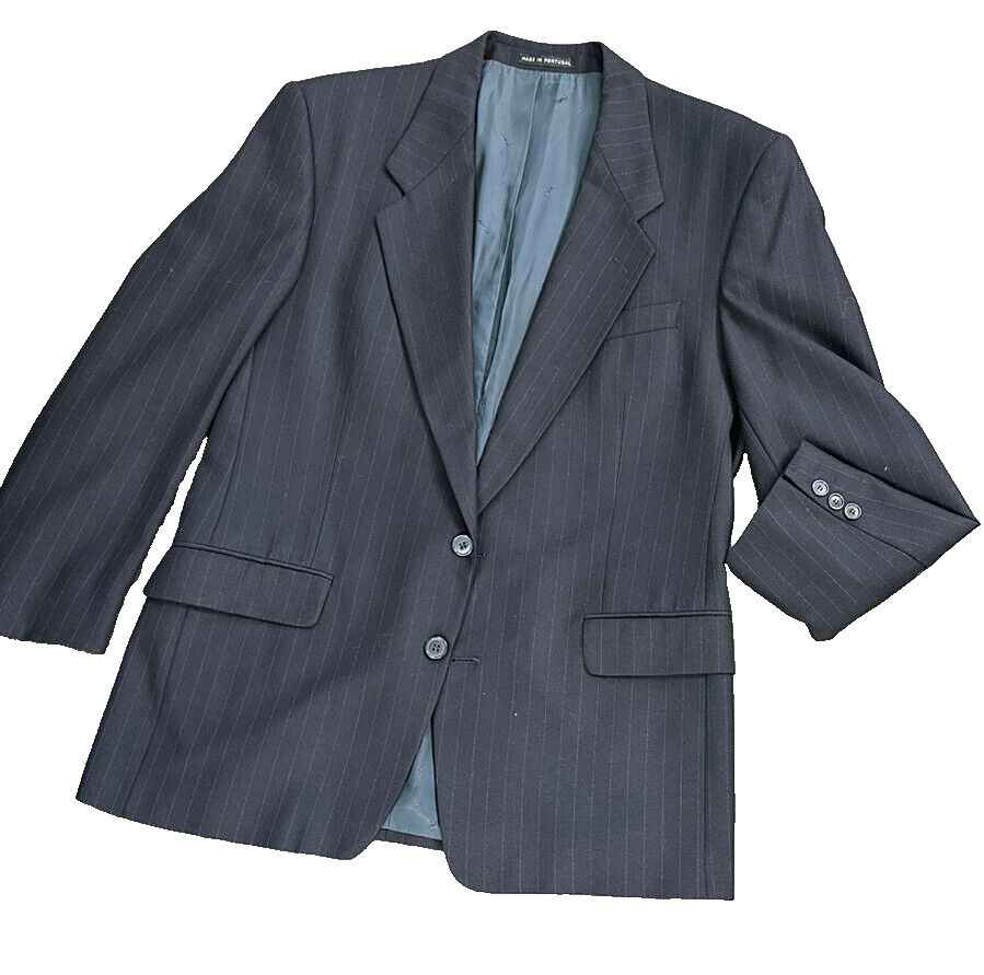 Blazer Yves Saint Laurent Gessata Navy Peso Medio Peso Pura Lana R44 46