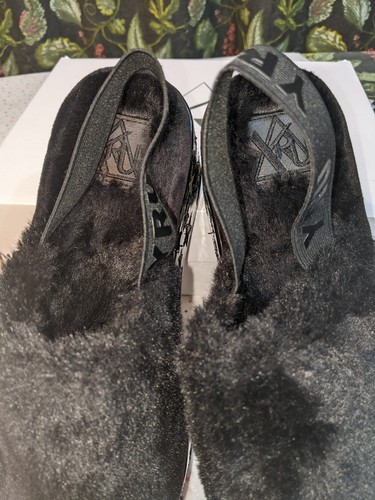 YRU Stars Reflective FAUX FUR PLATFORMS. Rave Slides. SIZE 9. EDC. - Picture 10 of 12