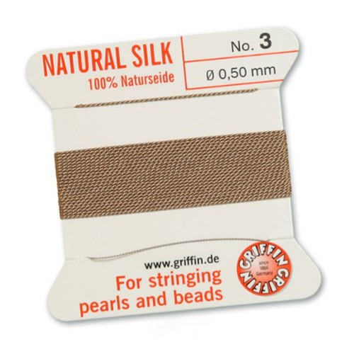 Griffin 100% Natural Silk Beading Thread for Stringing Pearls Beads 2m & Needle - Picture 60 of 134