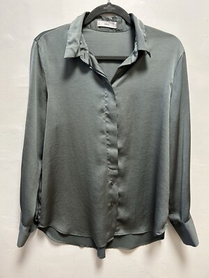 mango blouses women Us 8 Sage Green Metallic 