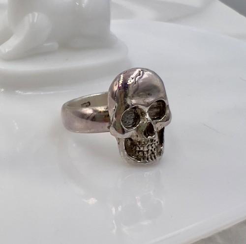 EXCLUSIVE SILVER 925 momento mori carved skull drop Gothic Victorian ring skelet - Picture 18 of 18
