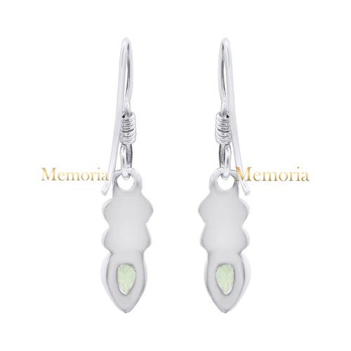 Pear Shaped Peridot Gemstone Earrings 925 Sterling Silver Jewelry Gift for Her - Picture 4 of 6