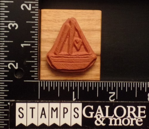 STAMP RUBBA Rubber Stamps BABY BOY KIDS SAIL BOAT HEART SKETCHED #W27 - Picture 2 of 2