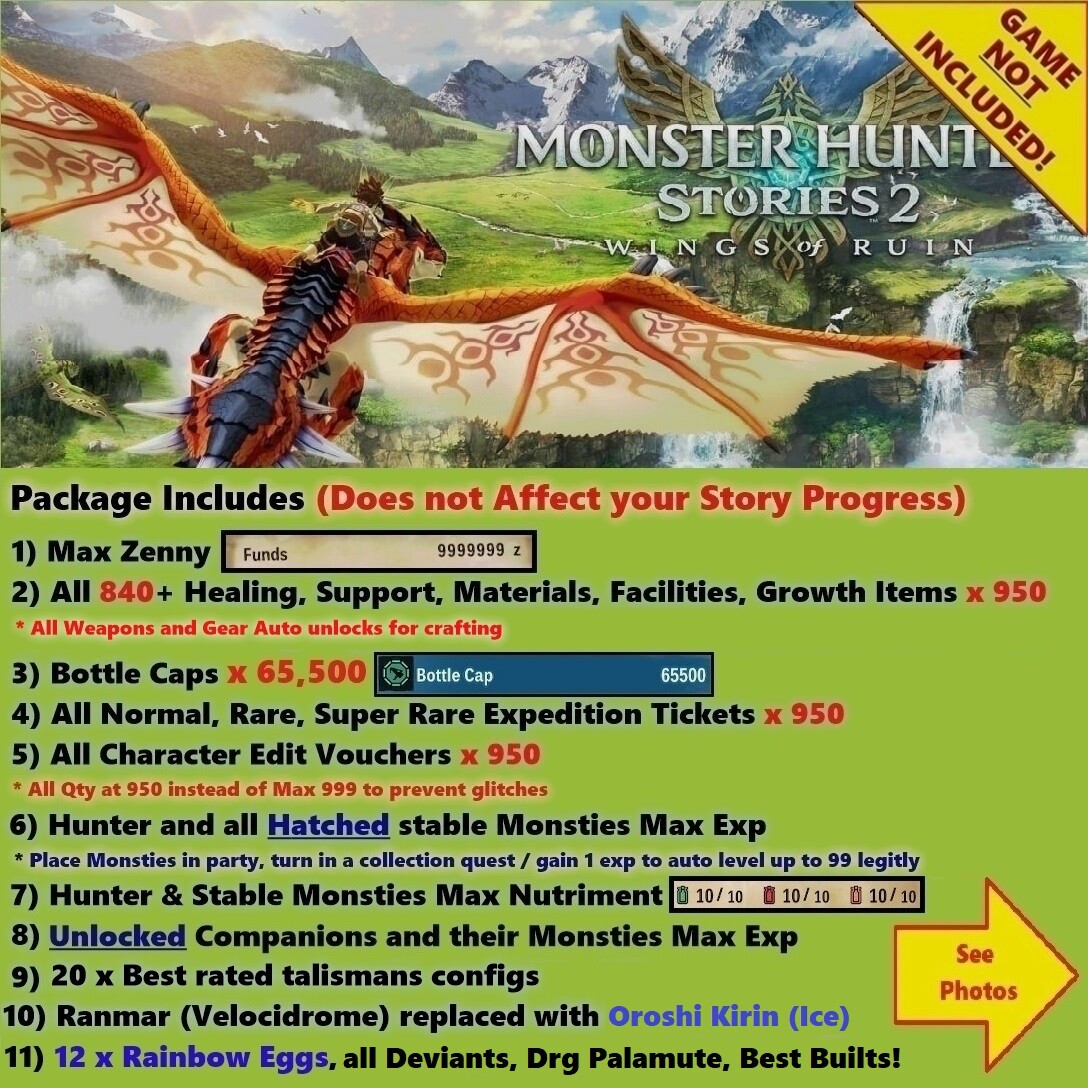 Monster Hunter Stories 2 (Switch Cloud Save Edit), NOT A GAME | eBay