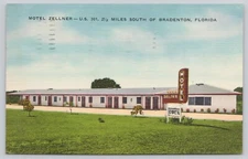 Motel Zellner Bradenton Fl linen Postcard *c3