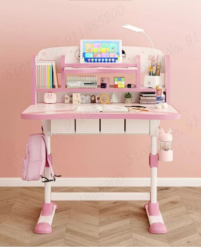 Neu Rosa Kinder Arbeitszimmer Tisch, Grundschule Schreibtisch Zuhause Schlicht Rosa - Bild 2 von 30