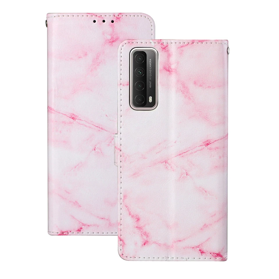 Patterned PU Leather Flip Wallet Phone Case Cover for Huawei P9 P10 P30 P40 Lite - Image 3 of 4