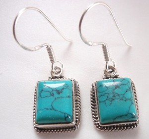 Turquoise-with-Fine-Rope-Style-Accents-925-Sterling-Silver-Dangle-Earrings