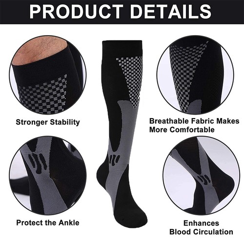 Compression Socks Knee High Stockings Leg Support Calf Sleeves Sports Men Women - Picture 6 of 50