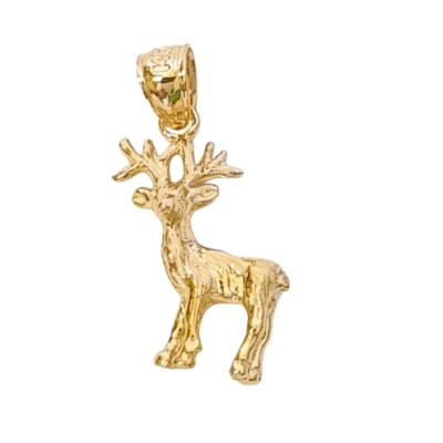 14k Gelbgold Elch Hirsch 3D Massiv Anhänger/Charm, Made in USA