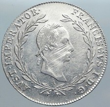 1829 AUSTRIA w King FRANCIS I (II) Antique VINTAGE Silver 20 Kreuzer Coin i88976