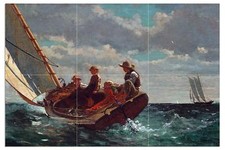 Tile Mural Seascape Boat sea W. Homert Wall Backsplash Splashback Marble Ceramic