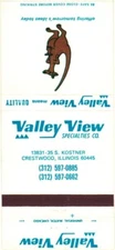 Valley View Specialties Co. Crestwood, Illinois Vintage Matchbook Cover