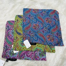 TED BAKER MENS POCKET SQUARE HANDKERCHIEF PAISLEY DESIGN GREEN, PINK, BLUE
