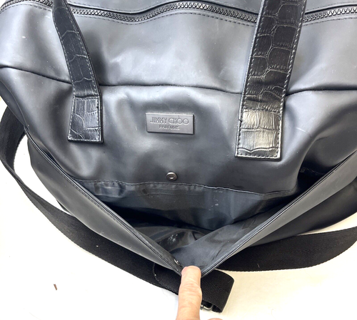 JIMMY CHOO DESIGNER MENS BLACK DUFFLE Weekend GYM BAG - Picture 3 of 11
