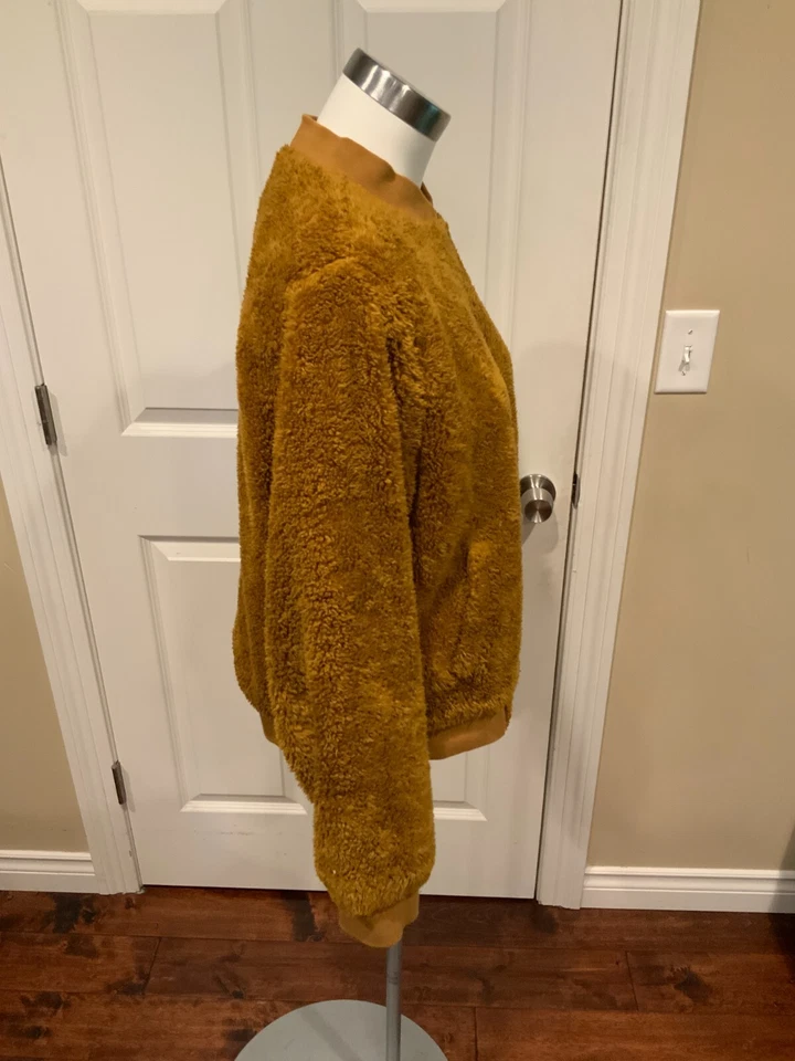 J.Crew Goldenrod Yellow Furry Fleece Jacket, Size Large - Image 2 of 4