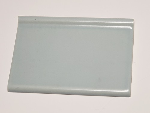 Vtg 1 AO Ceramic Tile -Cove Edge S3419T Lt. FLAX BLUE Matte 6" x 4 1/8" Wide NOS - Picture 5 of 5