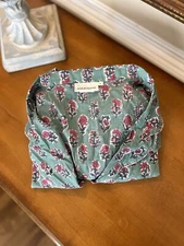 Mark And Graham Block Print Short Pajama Set Turquoise LARGE NWOT