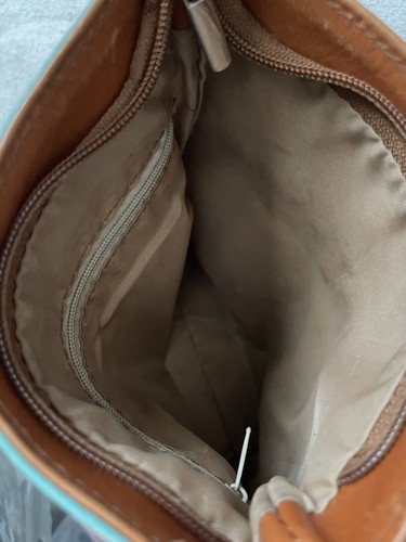 EUC Vintage Vera Pelle italienische Leder Umhängetasche/Schultertasche in braun/blaugrün - Bild 10 von 10