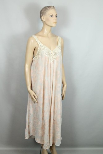 Vtg NATORI Pink Floral Chiffon Lingerie Peignoir 2pc Nightgown Matching Robe P - Picture 4 of 12
