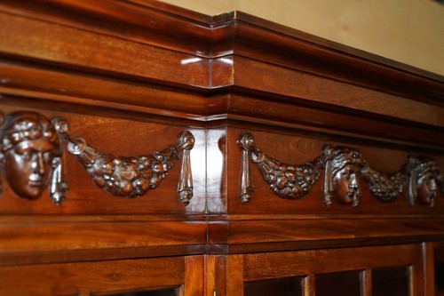 MONUMENTAL 2.4 METER TALL ANTIQUE VICTORIAN MAHOGANY GLAZED LIBRARY BOOKCASE - Picture 8 of 24
