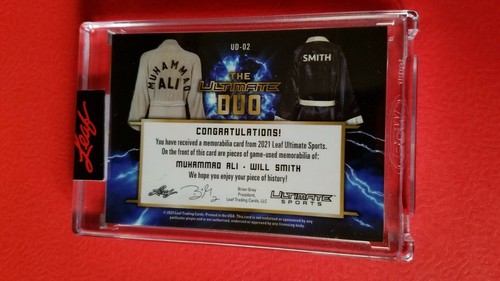 MUHAMMAD ALI WILL SMITH BOXING GAME USED WORN RELIC CARD #1/6 2021 LEAF ULTIMATE - Picture 2 of 3