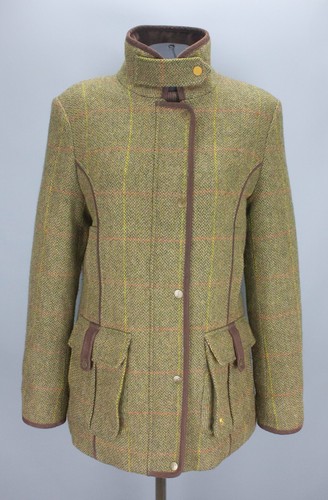 Ness Tweed Field Coat UK 12 US 8 Green Wool Country Check Jacket Utility Hunting - Picture 20 of 23