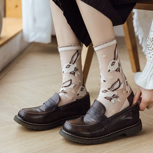 Womens Sheer Socks Summer Transparent Thin Mesh Lace Elastic Jacquard Socks G... - Picture 4 of 7