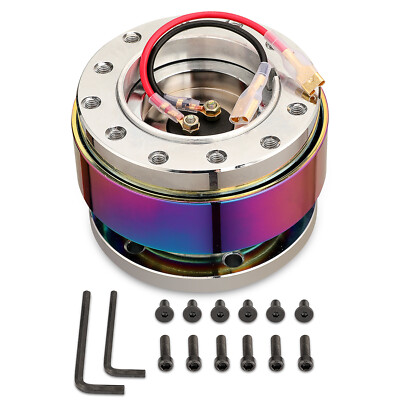 Neo Chrome Car Steering Wheel Quick Release HUB Adapter Snap Off Boss Kit