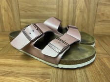 RARE   Birkenstock Arizona Rose Pink White Sandals Sz 37 L6-M4 Slides Germany