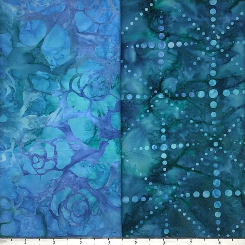 Paquete de 8 cuartos de grasa azul verde #3 tela Batik Lunn FQ 100 % algodón hecho a mano - Imagen 2 de 6
