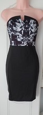 New Lipsy Size 8 Black White Print Top  Bandeau Bodycon Dress, BNWT 