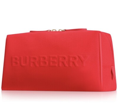 Burberry Red Makeup Bag/Pouch L 9in H 5in W 4in-New In Packing