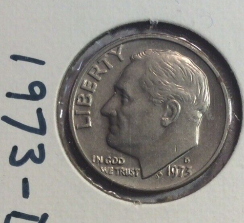 Moneda de diez centavos D Roosevelt 1973 moneda exacta de EE. UU. en la foto - Imagen 2 de 3