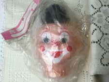 Vintage 6" Happy Lady Clown Doll Head Blonde Hair w/ Hat 015-700615 SEALED